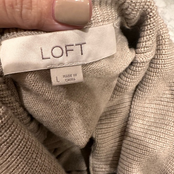 Loft, tan cowl neck sweater - Picture 3 of 4